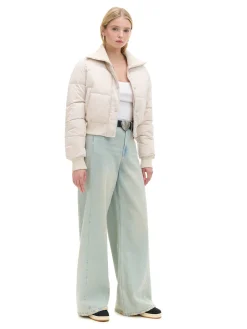 Cropp Kurtki, Płaszcze*Kremowa pikowana kurtka bomber