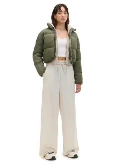 Cropp Spodnie|Sety*Kremowe spodnie baggy z wysokim stanem