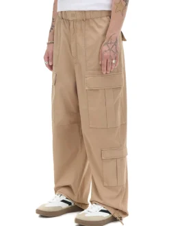 Cropp Spodnie*Kremowe spodnie cargo o luźnym kroju