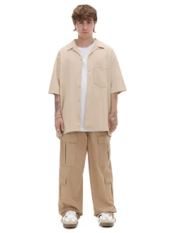 Cropp Spodnie*Kremowe spodnie cargo o luźnym kroju