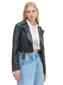 Cropp Kurtki, Płaszcze*Kurtka biker z imitacji skóry
