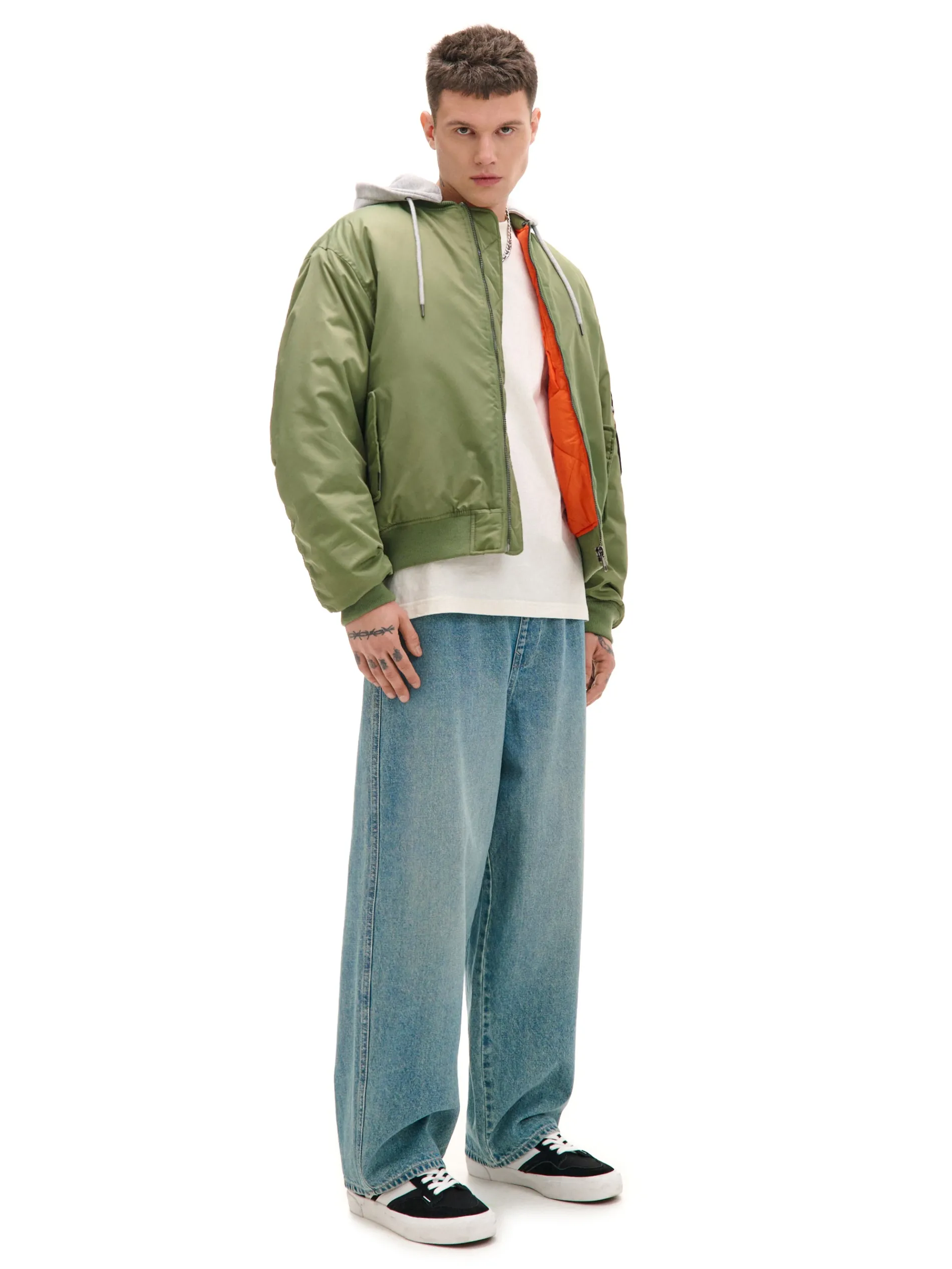 Cropp Kurtki Zimowe|Kurtki, Płaszcze*Kurtka bomberka z dzianinowym kapturem