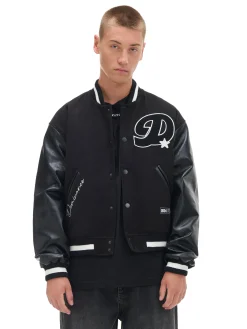 Cropp Kurtki, Płaszcze*Kurtka bomberka ze skórzanymi rękawami