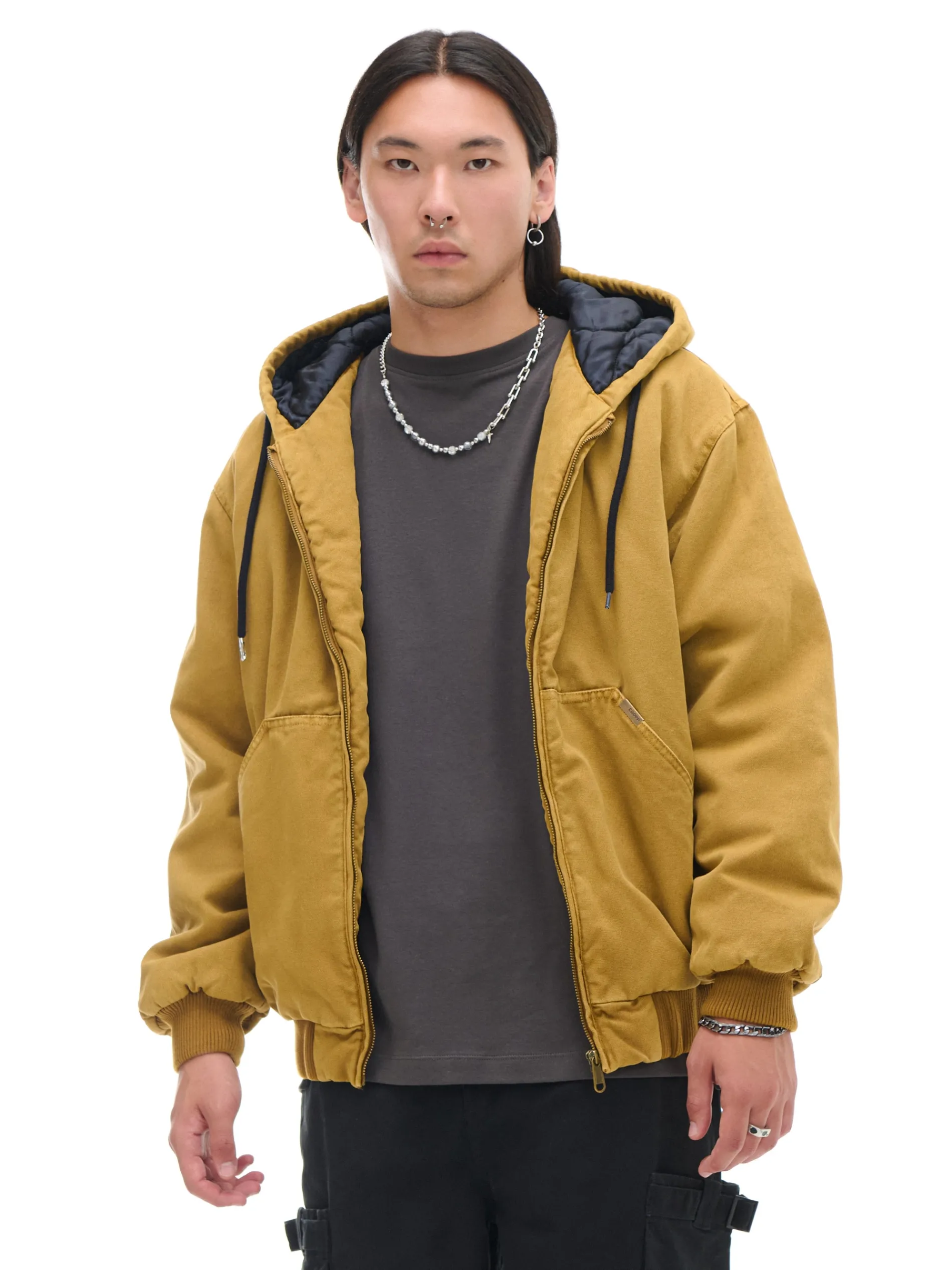 Cropp Kurtki Zimowe|Kurtki, Płaszcze*Miodowa kurtka bomber z kapturem