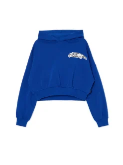 Cropp Bluzy*Niebieska bluza crop z kapturem Baltic Games