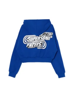 Cropp Bluzy*Niebieska bluza crop z kapturem Baltic Games