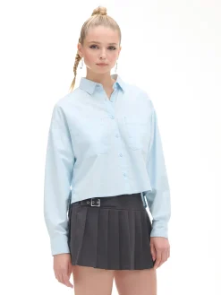 Cropp Koszule, Bluzki*Niebieska koszula z rozcięciami