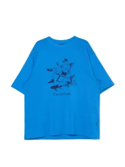 Cropp Koszulki*Niebieska koszulka z nadrukiem