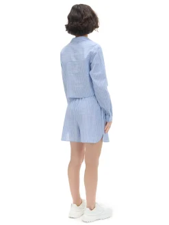 Cropp Koszule, Bluzki*Niebieska krótsza koszula w pionowe paski