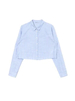 Cropp Koszule, Bluzki*Niebieska krótsza koszula w pionowe paski