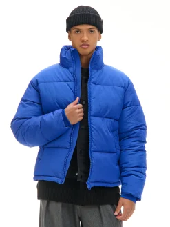 Cropp Kurtki Zimowe|Kurtki, Płaszcze*Niebieska kurtka puffer ze stójką