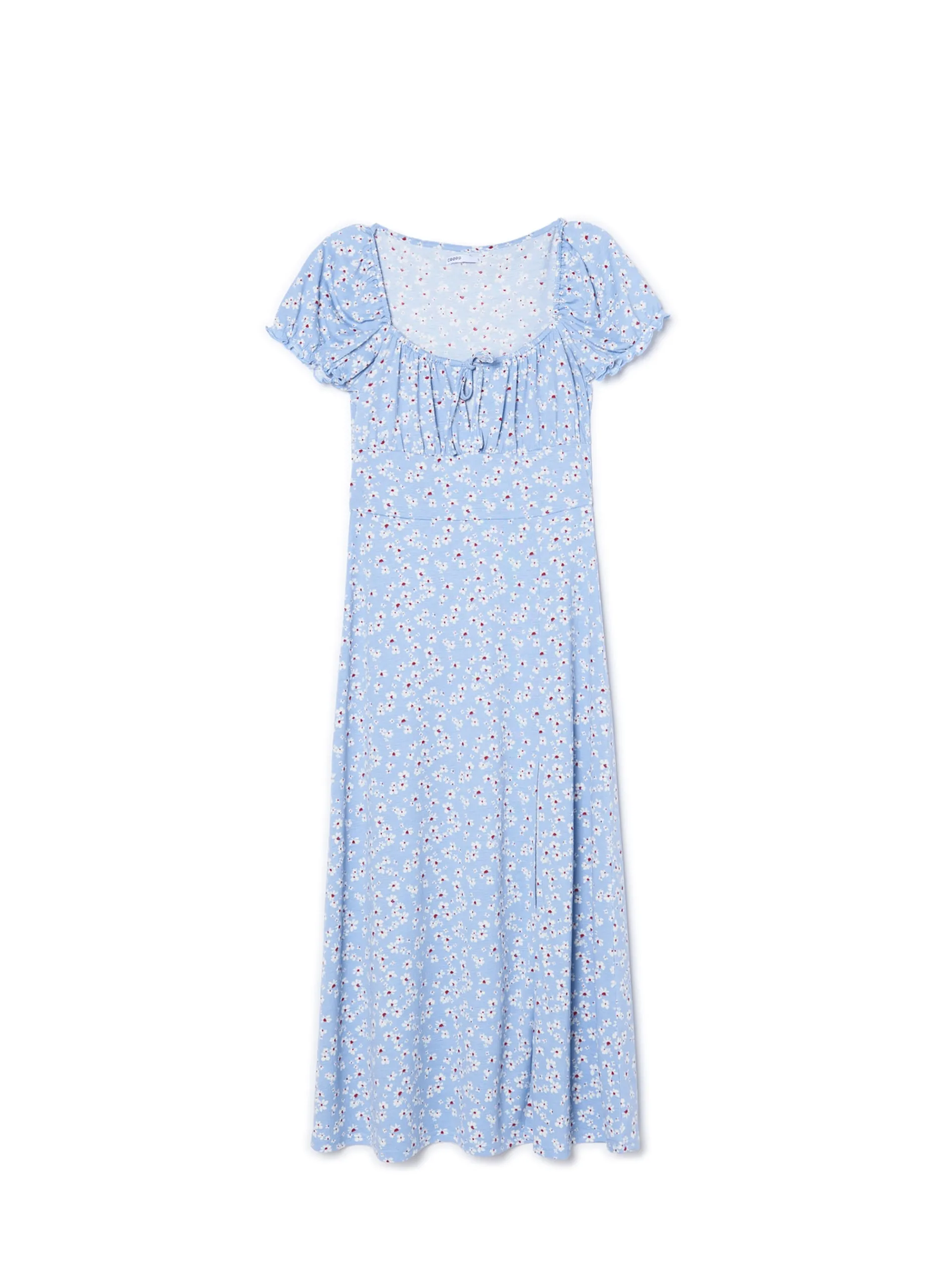 Cropp Sukienki, Kombinezony*Niebieska sukienka midi w kwiaty