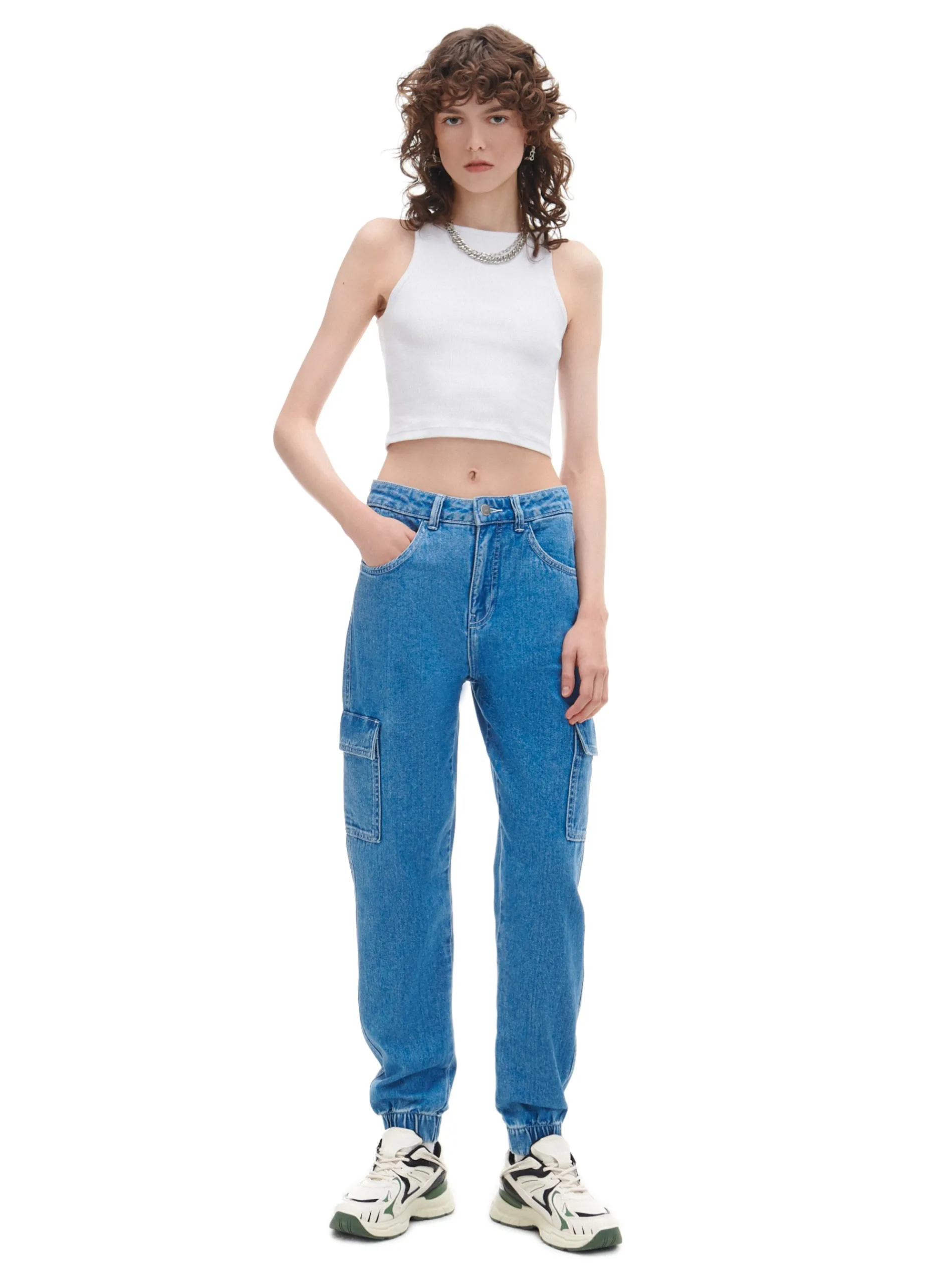 Cropp Jeansy*e jeansowe joggery cargo