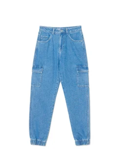 Cropp Jeansy*e jeansowe joggery cargo