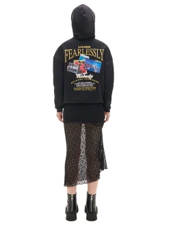 Cropp Bluzy*Ocieplana czarna bluza z kapturem