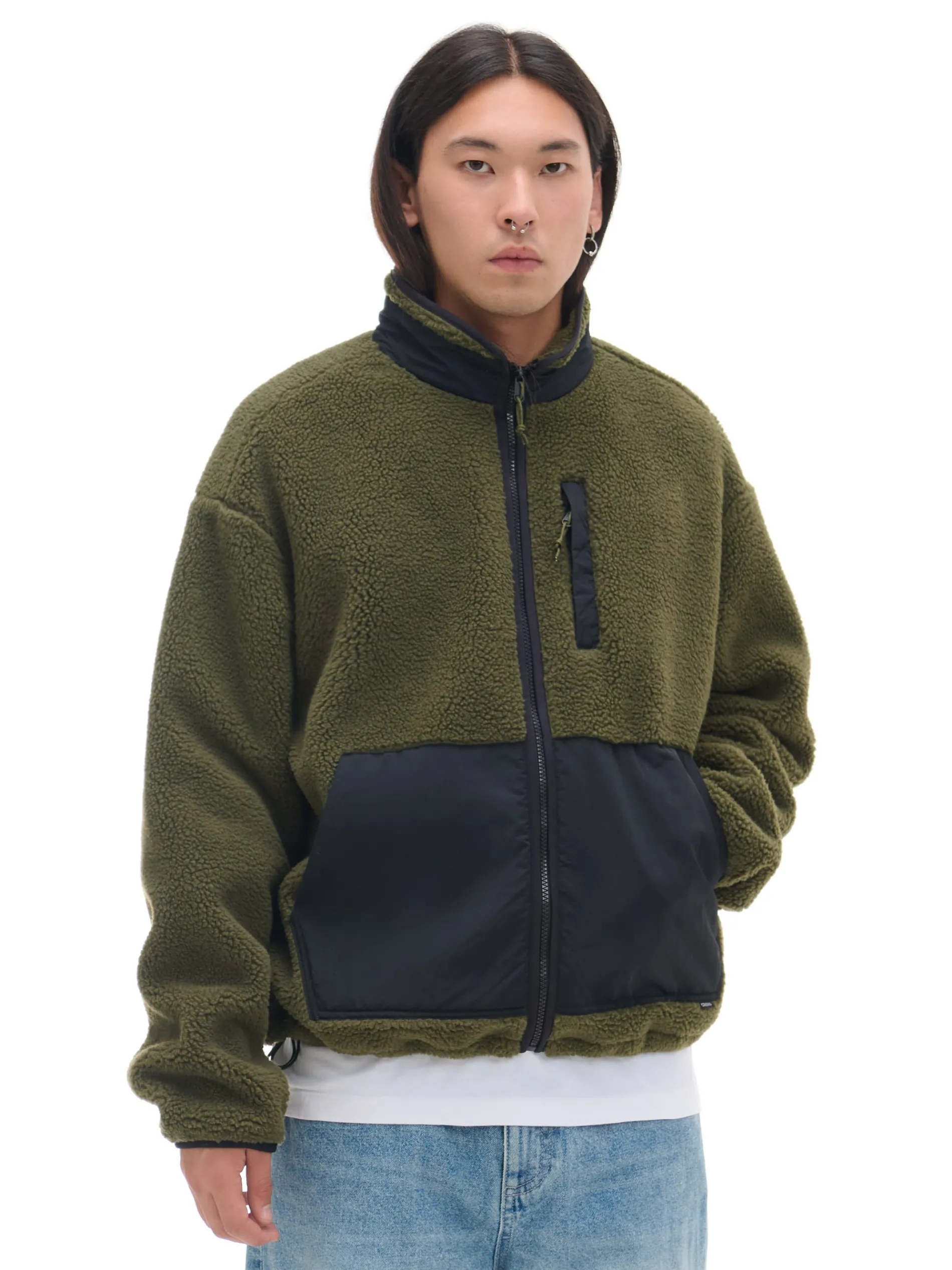 Cropp Bluzy*Oliwkowa bluza sherpa