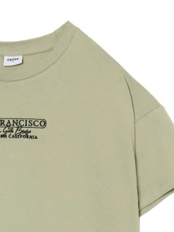 Cropp Koszulki, Topy*Oliwkowa koszulka oversize z napisem