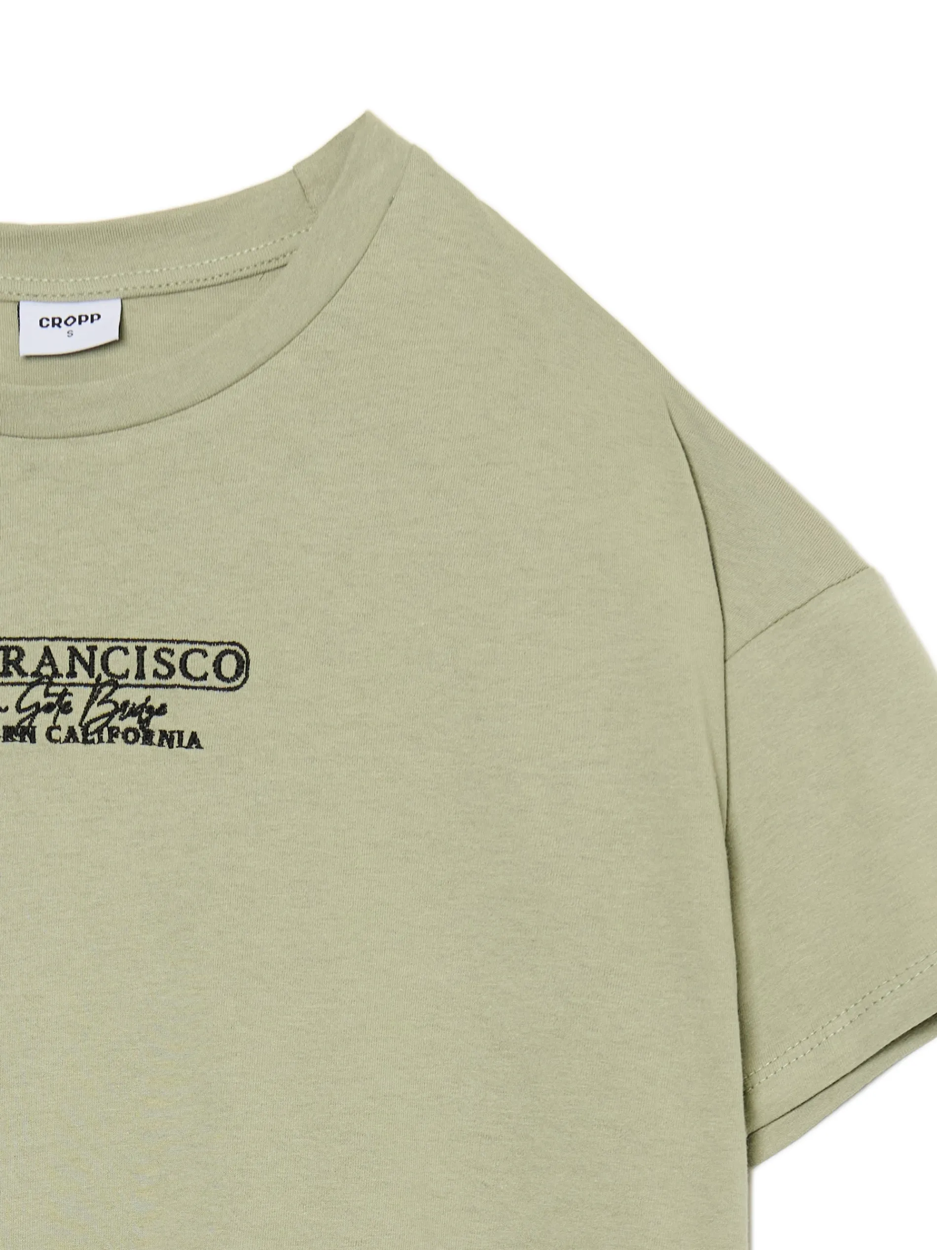 Cropp Koszulki, Topy*Oliwkowa koszulka oversize z napisem