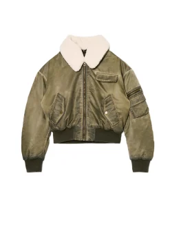 Cropp Kożuszki, Futerka*Oliwkowa kurtka z odpinanym kołnierzem