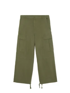 Cropp Spodnie*Oliwkowe spodnie loose z regulacją nogawek