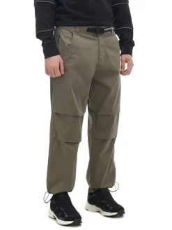 Cropp Spodnie*Oliwkowe spodnie parachute z paskiem