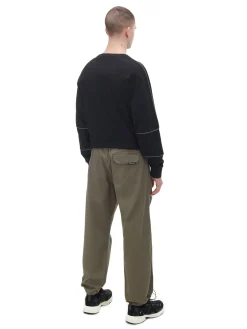 Cropp Spodnie*Oliwkowe spodnie parachute z paskiem