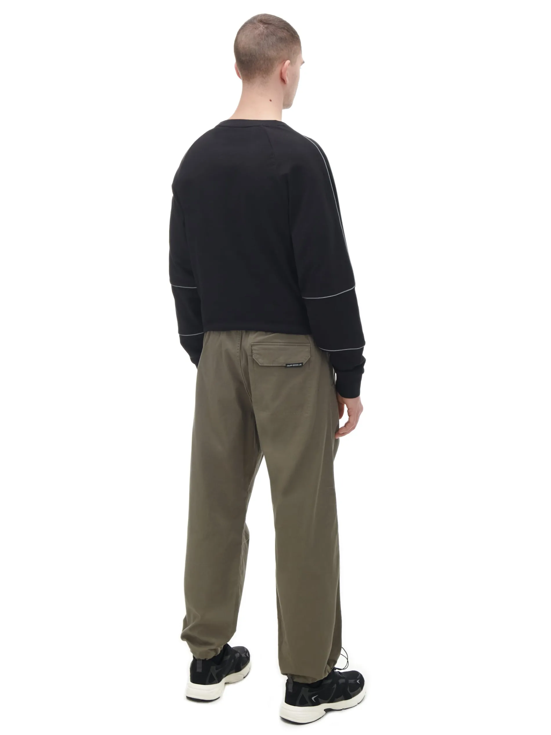 Cropp Spodnie*Oliwkowe spodnie parachute z paskiem