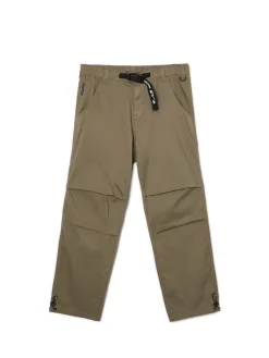 Cropp Spodnie*Oliwkowe spodnie parachute z paskiem