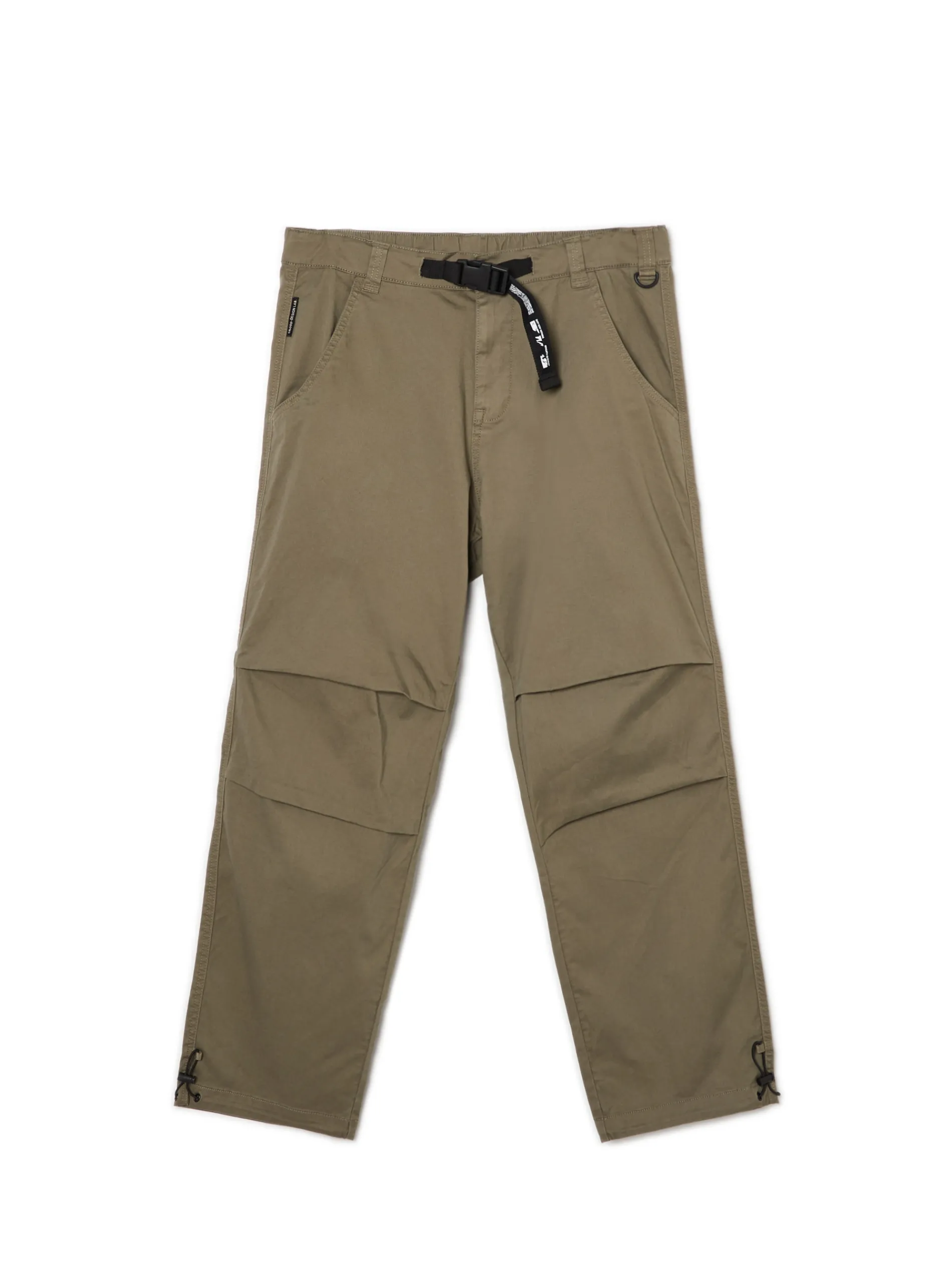 Cropp Spodnie*Oliwkowe spodnie parachute z paskiem