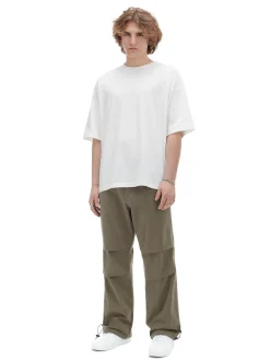 Cropp Spodnie*Oliwkowe spodnie parachute z paskiem