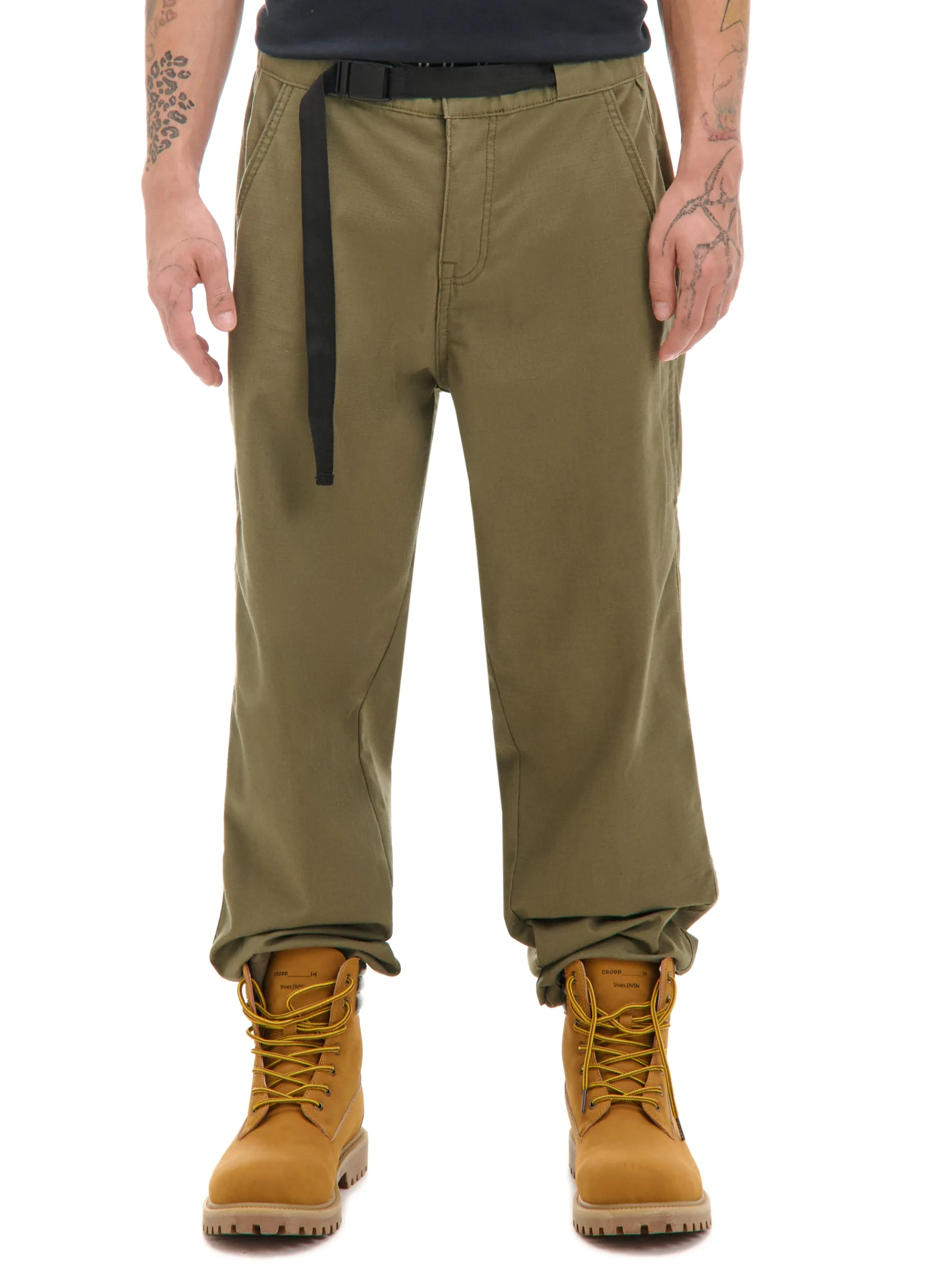 Cropp Spodnie*Oliwkowe spodnie z paskiem