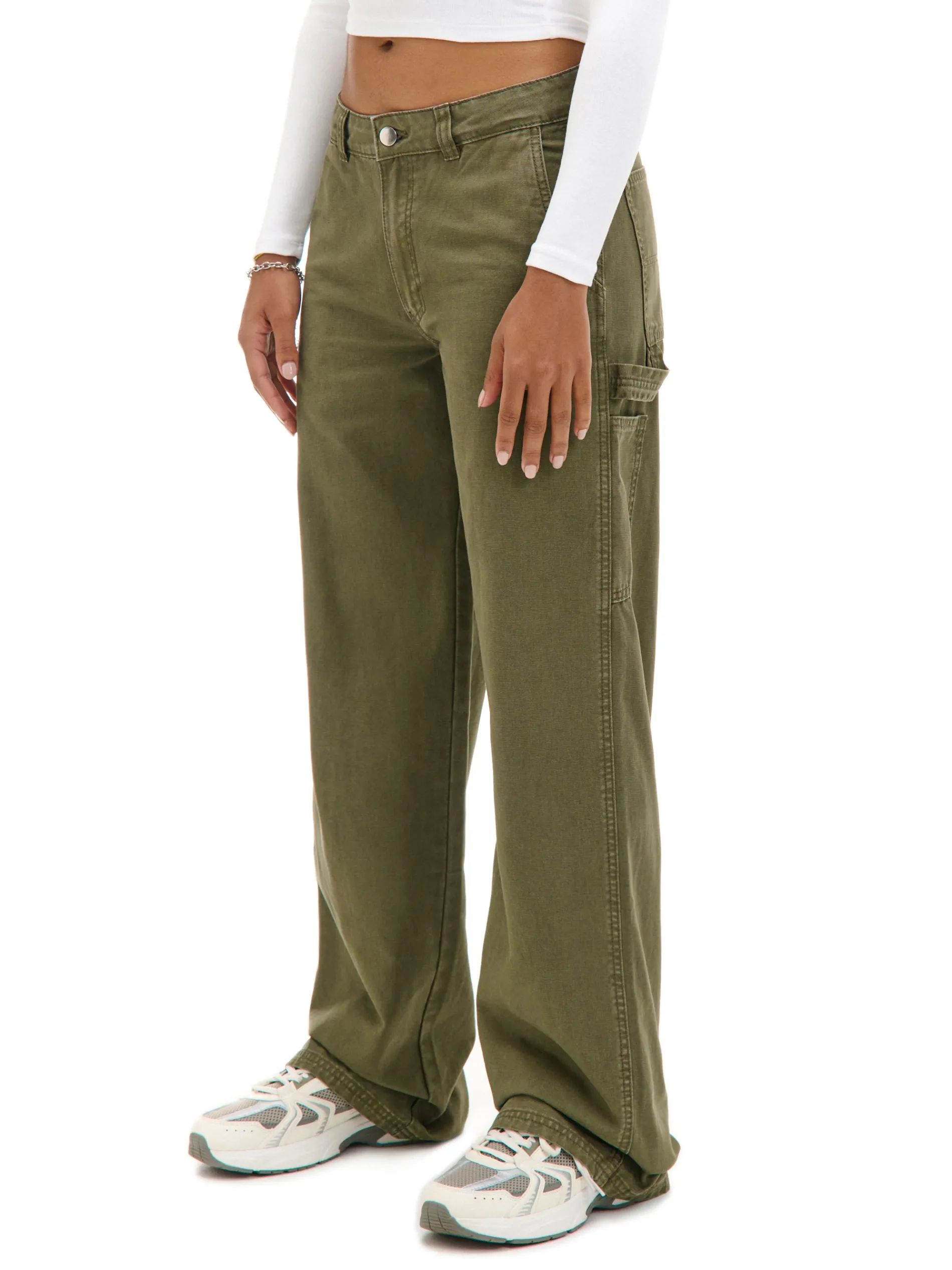 Cropp Spodnie*Oliwkowe spodnie z wieloma kieszeniami