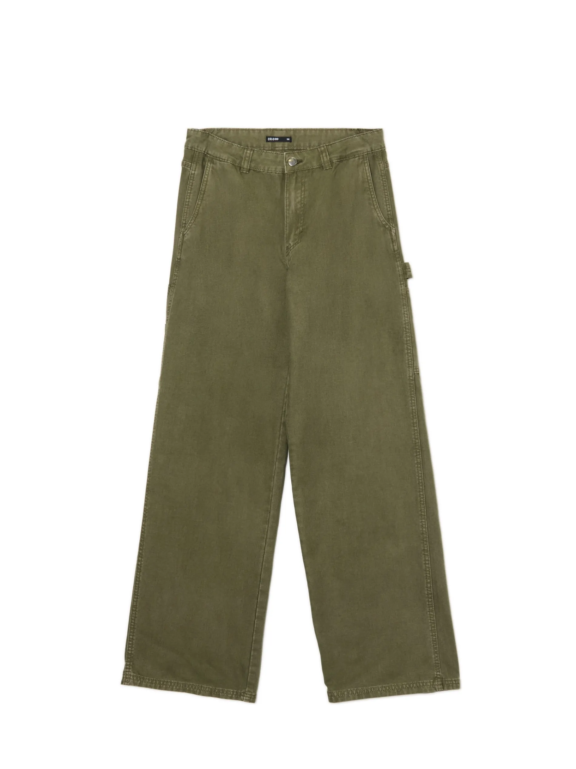 Cropp Spodnie*Oliwkowe spodnie z wieloma kieszeniami