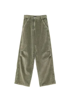 Cropp Spodnie*Oliwkowe sztruksowe spodnie