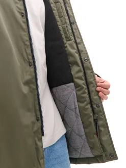 Cropp Kurtki Zimowe|Kurtki, Płaszcze*Oliwkowy płaszcz z kapturem