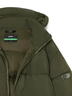Cropp Kurtki Zimowe|Kurtki, Płaszcze*Oliwkowy pikowany płaszcz z kapturem