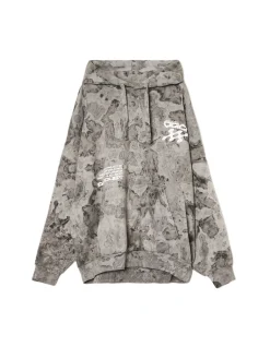 Cropp Bluzy*Oversizowa bluza z kapturem i nadrukiem