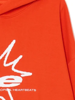 Cropp Bluzy*Pomarańczowa bluza hoddie i nadrukiem