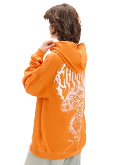 Cropp Unisex|Unisex*Pomarańczowa bluza z kapturem i nadrukiem UNISEX