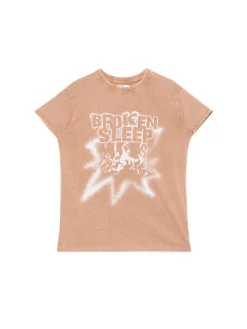 Cropp Koszulki, Topy*Pomarańczowa koszulka z nadrukiem