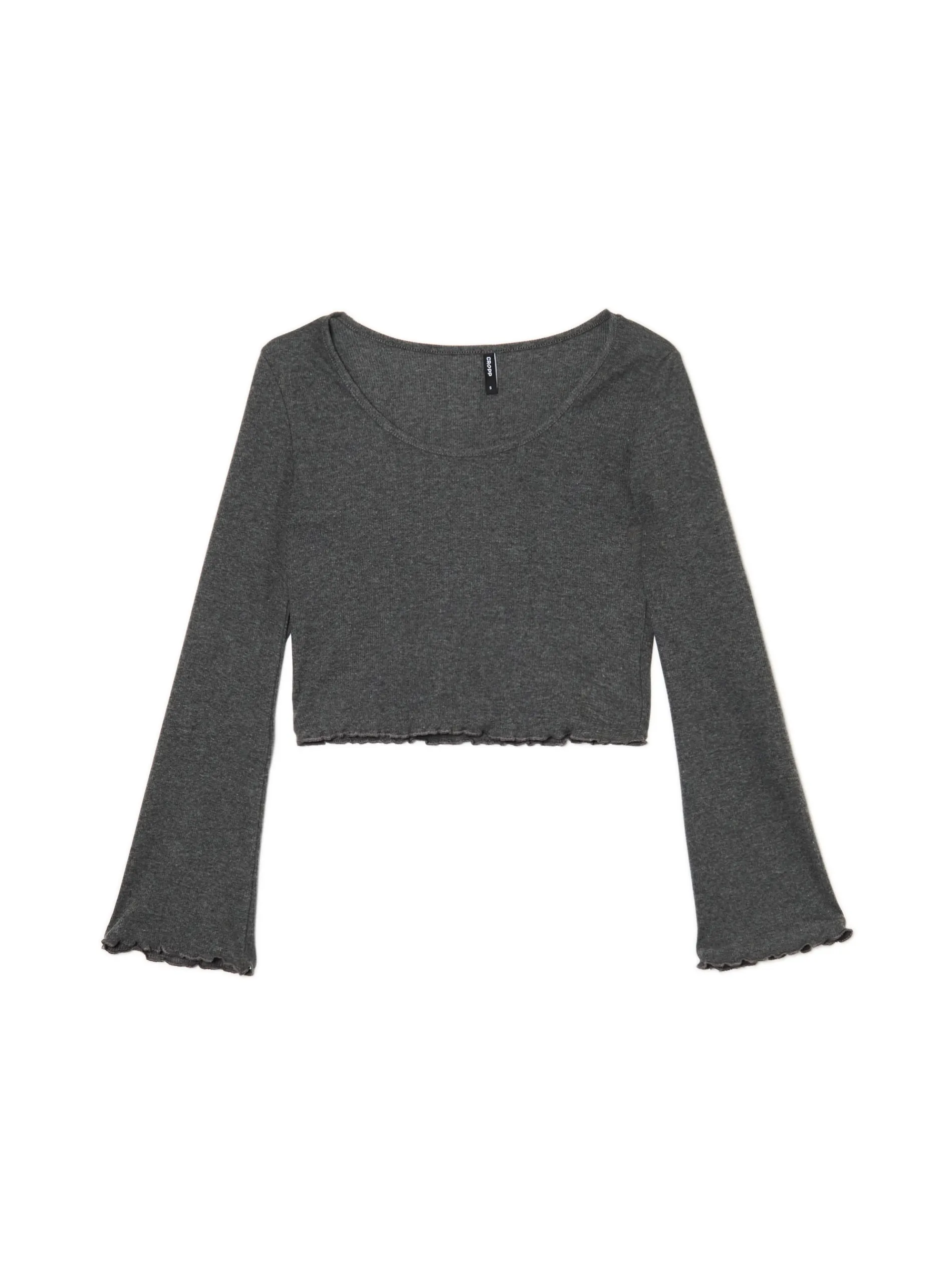 Cropp Koszulki, Topy*Prążkowana szara koszulka longsleeve