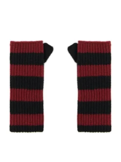 Cropp Rękawiczki*Rękawiczki mitenki w bordowe paski