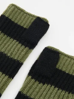 Cropp Rękawiczki*Rękawiczki mitenki w oliwkowe paski