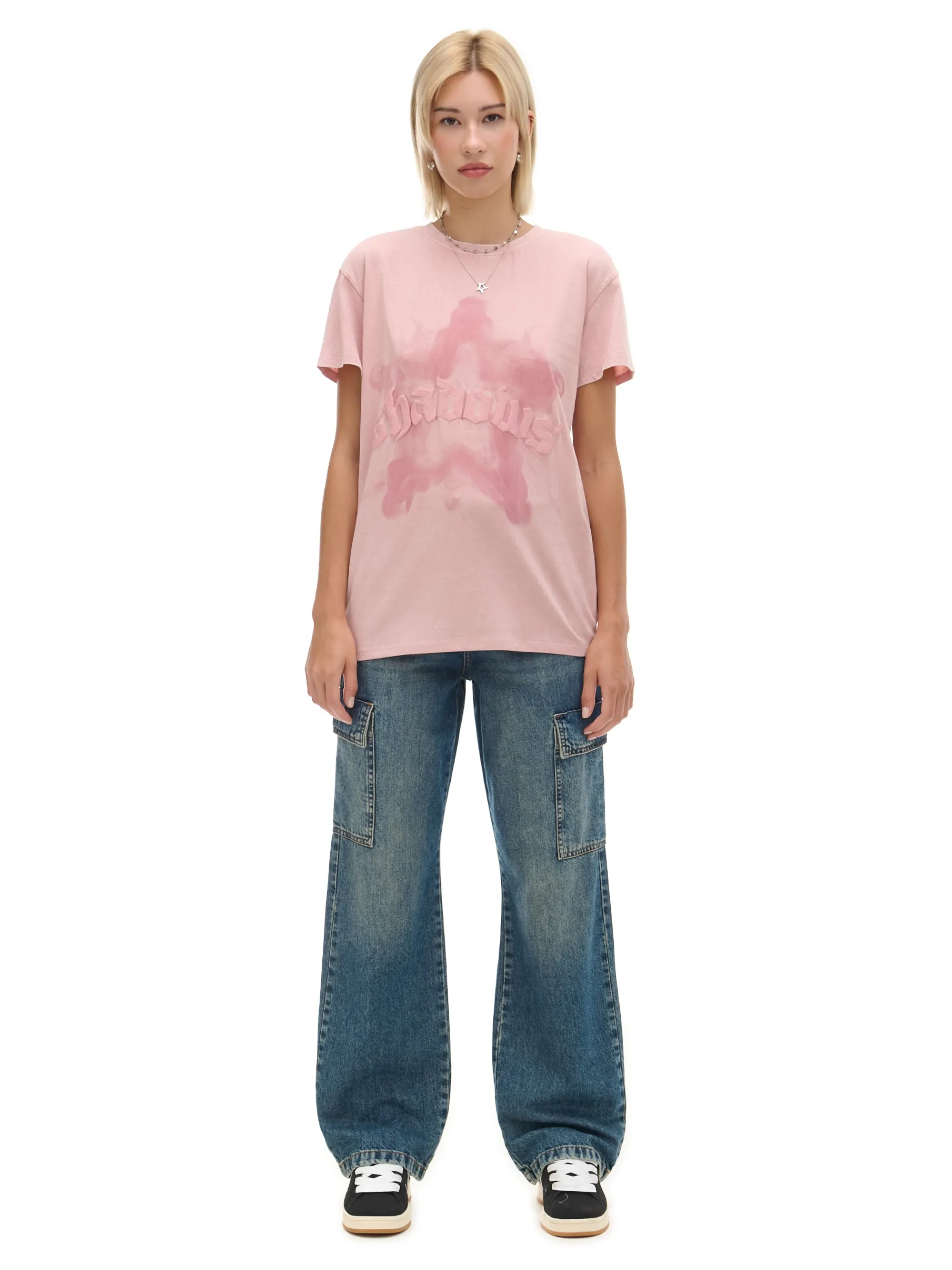 Cropp Koszulki, Topy*Różowa koszulka z nadrukiem