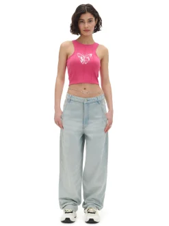 Cropp Koszulki, Topy*Różowy top z motylem