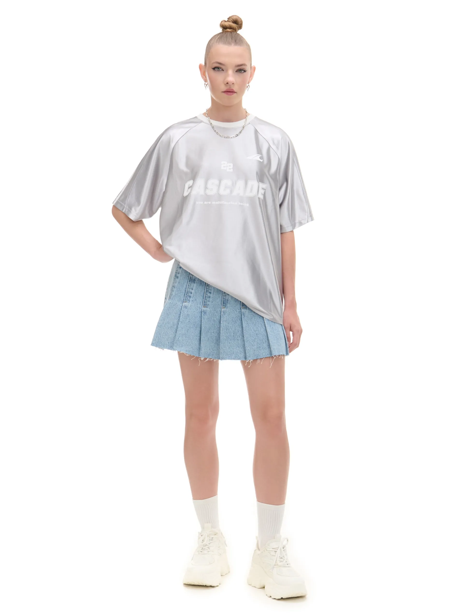 Cropp Unisex|Unisex*Srebrna koszulka z nadrukiem UNISEX