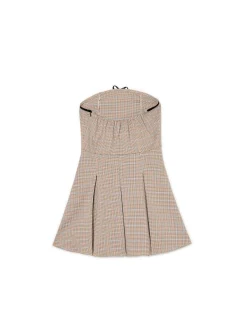 Cropp Sukienki, Kombinezony*Sukienka mini w kratę z plisami