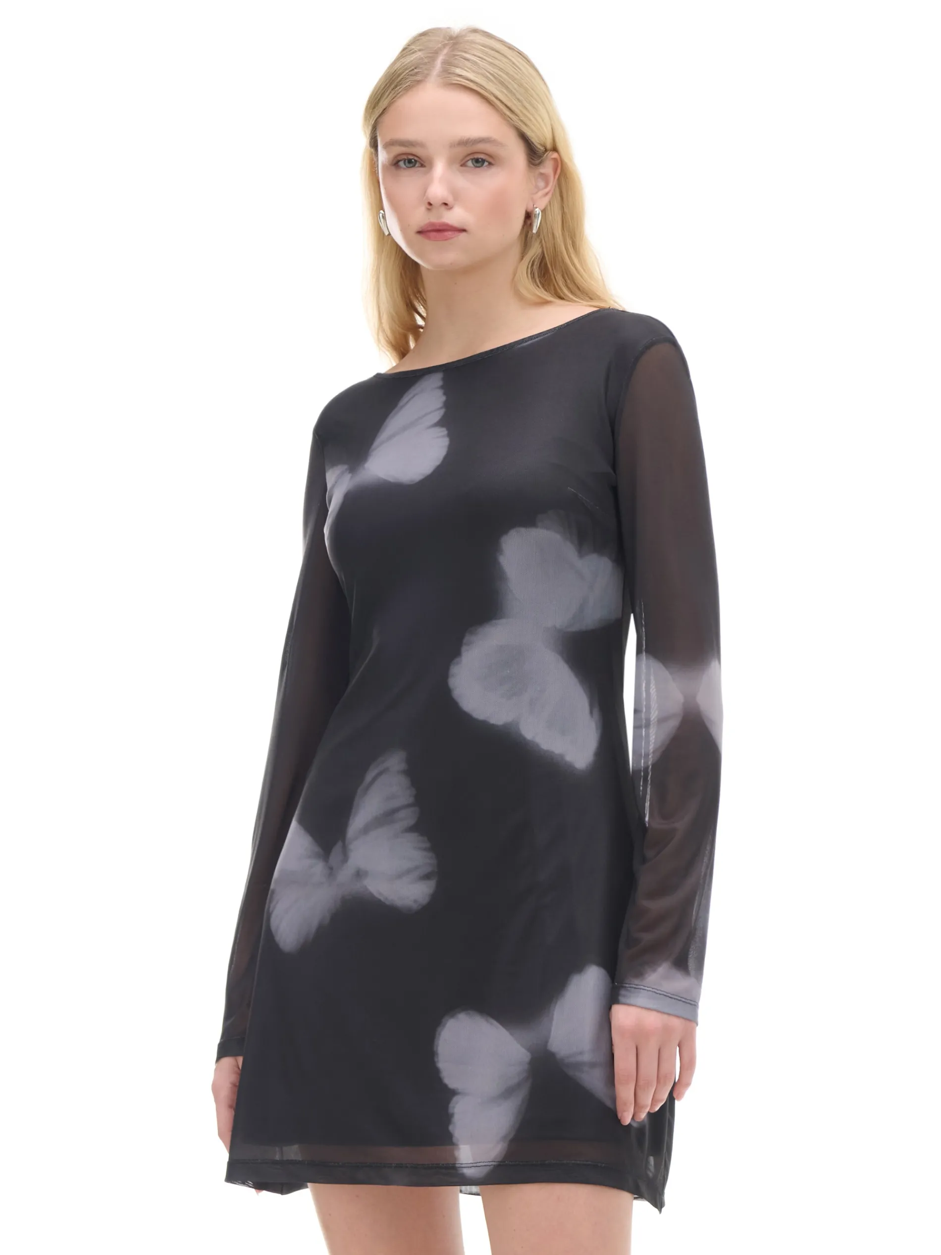 Cropp Sukienki, Kombinezony*Sukienka mini z siateczkowymi panelami