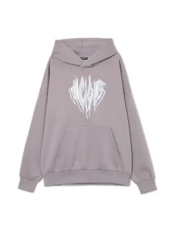 Cropp Bluzy|Unisex*Szara bluza z kapturem i nadrukiem UNISEX