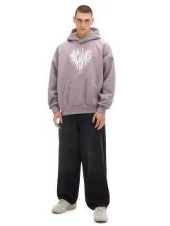 Cropp Bluzy|Unisex*Szara bluza z kapturem i nadrukiem UNISEX